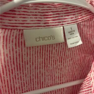 Chico's Red and White Patterned Blouse